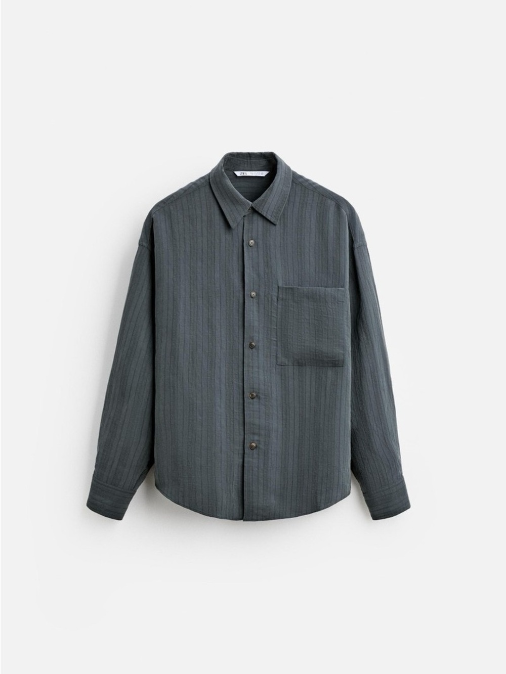 Zara Dark Gray Textured Button-Down Shirt